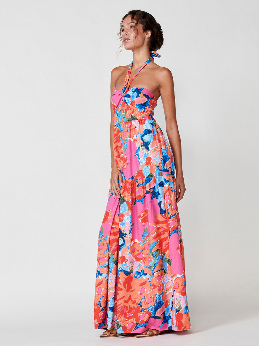 Vestido Largo Halter Estampado Floral Mujer – Koroshi 2512VS71