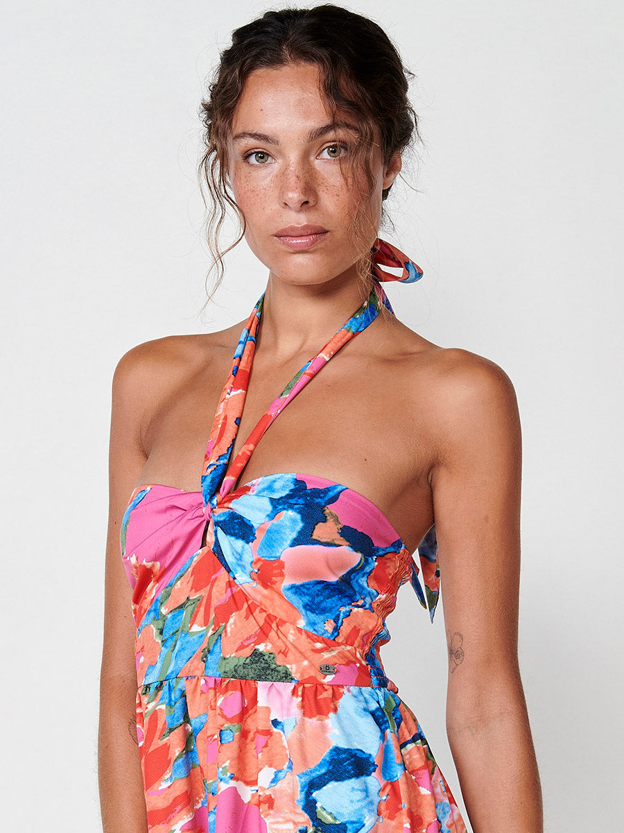 Vestido Largo Halter Estampado Floral Mujer – Koroshi 2512VS71