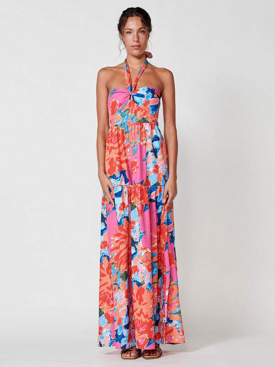 Vestido Largo Halter Estampado Floral Mujer – Koroshi 2512VS71