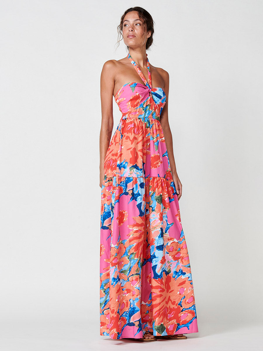 Vestido Largo Halter Estampado Floral Mujer – Koroshi 2512VS71