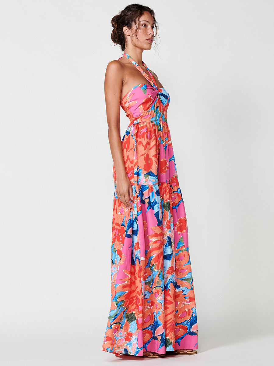 Vestido Largo Halter Estampado Floral Mujer – Koroshi 2512VS71