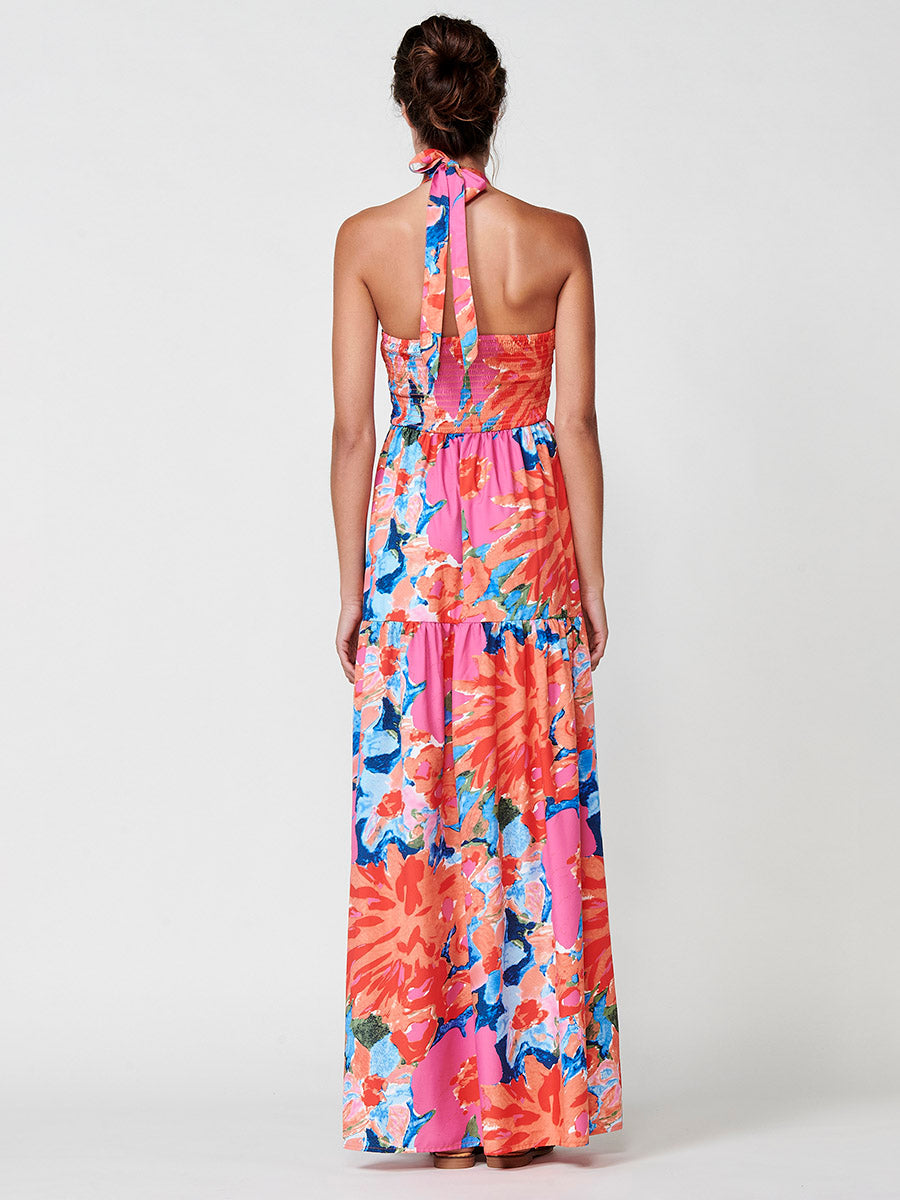 Vestido Largo Halter Estampado Floral Mujer – Koroshi 2512VS71