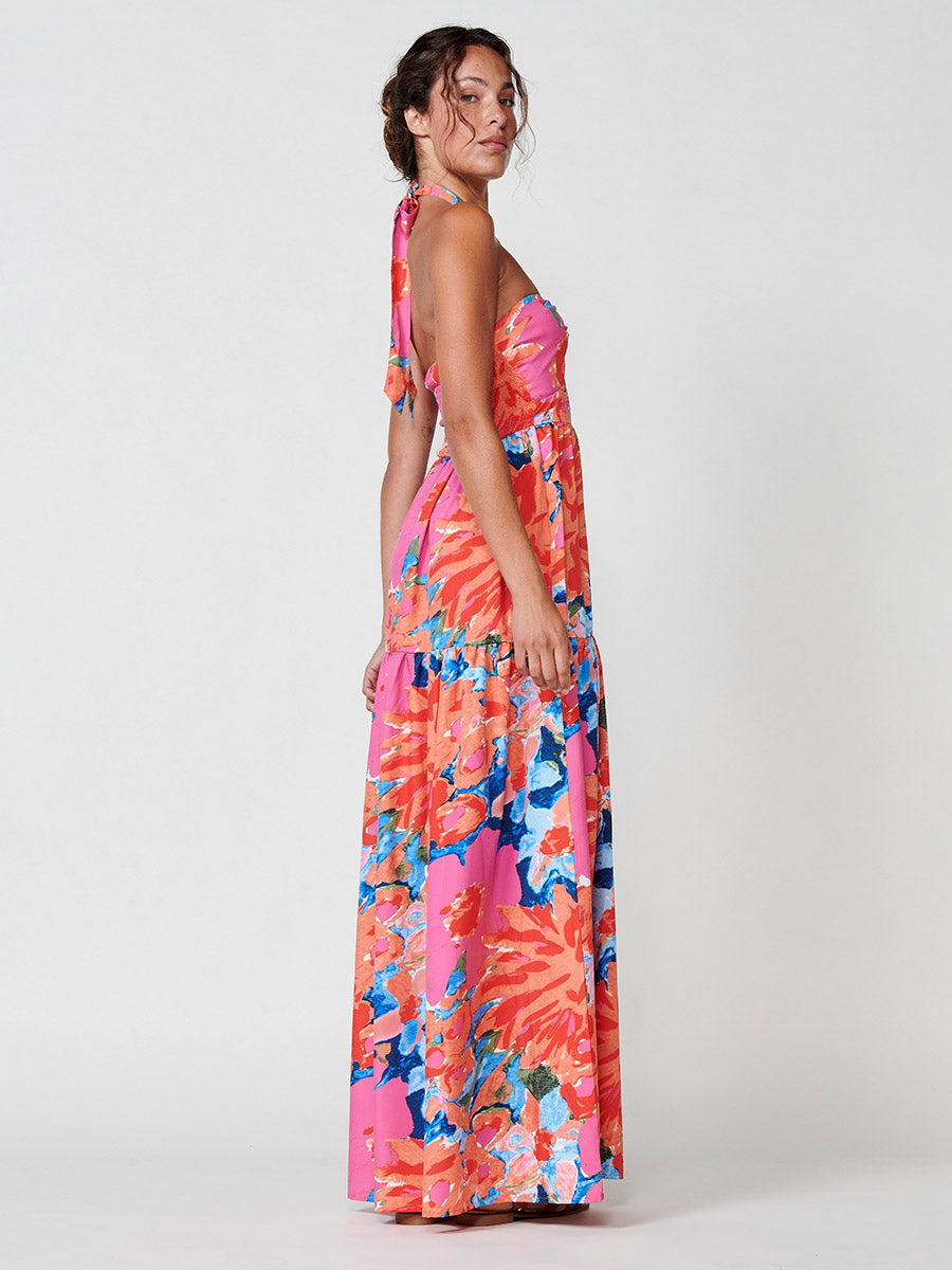 Vestido Largo Halter Estampado Floral Mujer – Koroshi 2512VS71