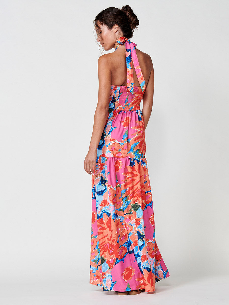 Vestido Largo Halter Estampado Floral Mujer – Koroshi 2512VS71