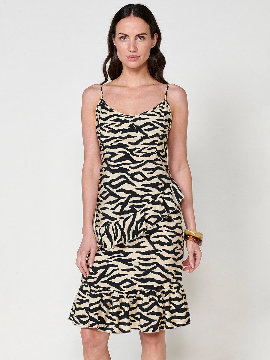 Vestido Mujer midi de tirantes estampado animal – Koroshi negro