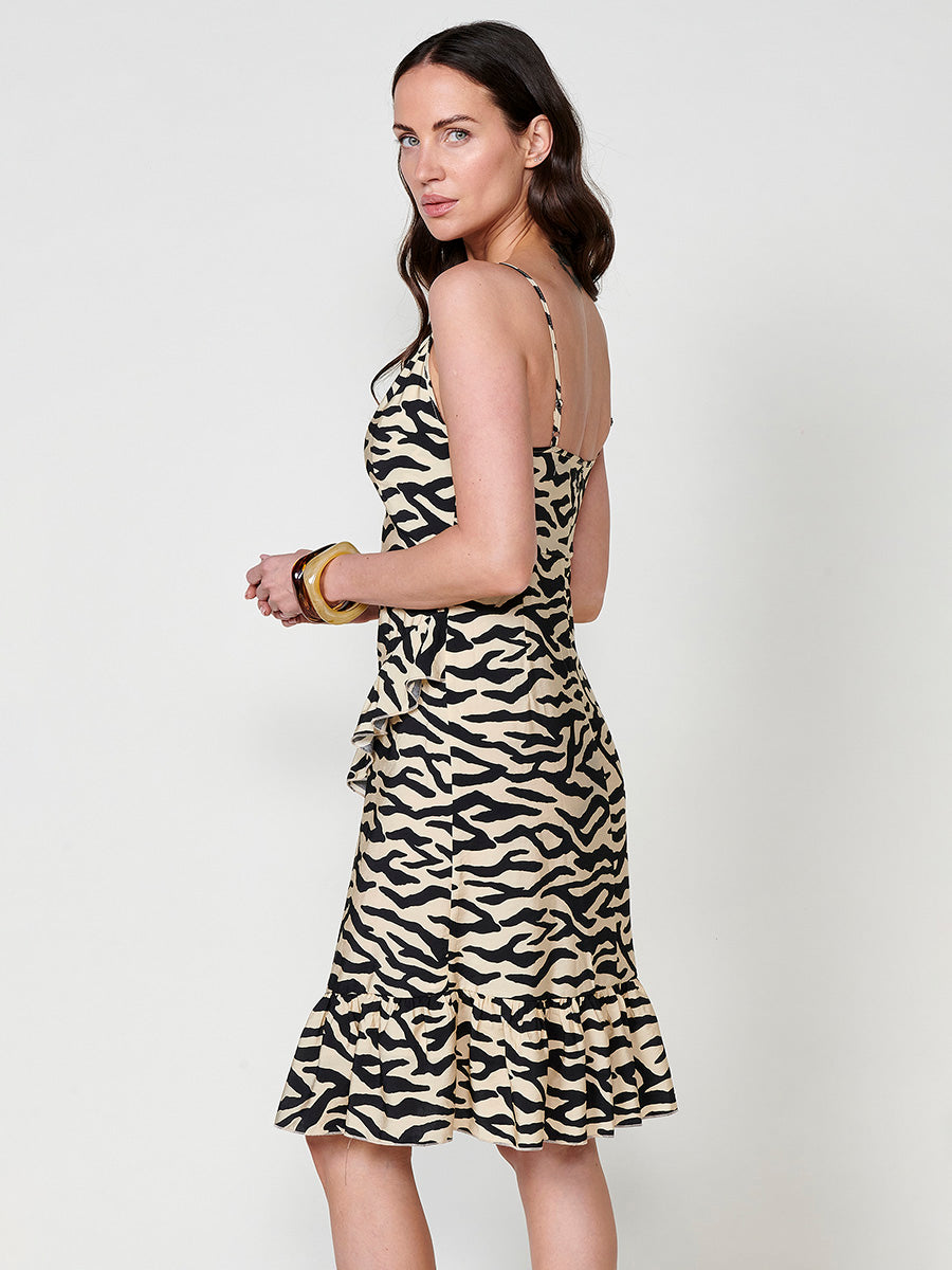 Vestido Mujer midi de tirantes estampado animal – Koroshi negro