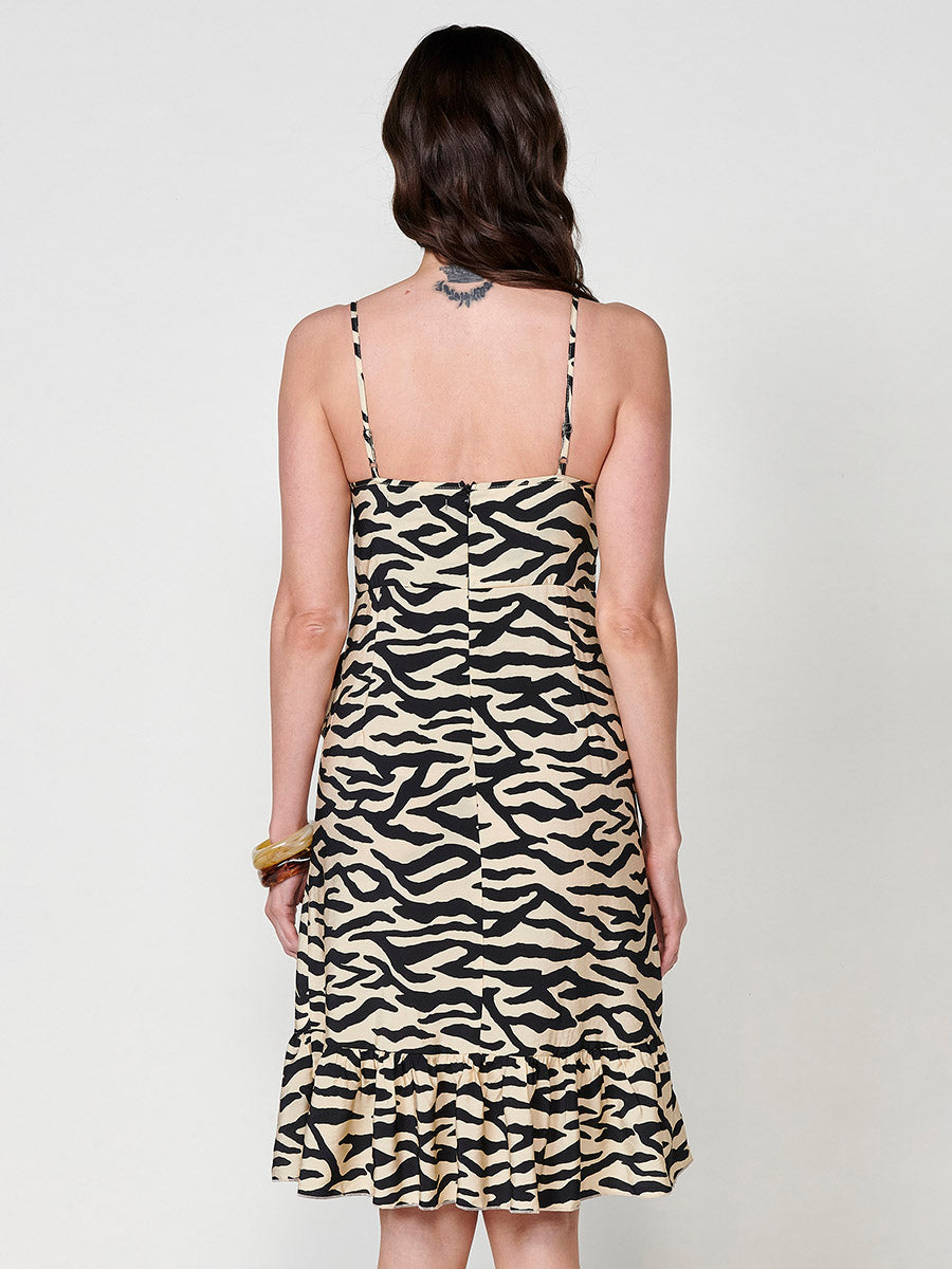 Vestido Mujer midi de tirantes estampado animal – Koroshi negro