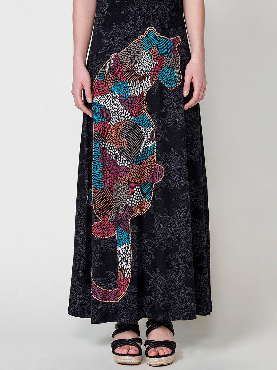 Vestido Mujer midi de algodón estampado con tigre – Koroshi negro