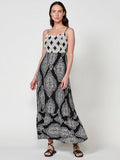 Vestido Mujer largo estampado damasco con tirantes – Koroshi negro