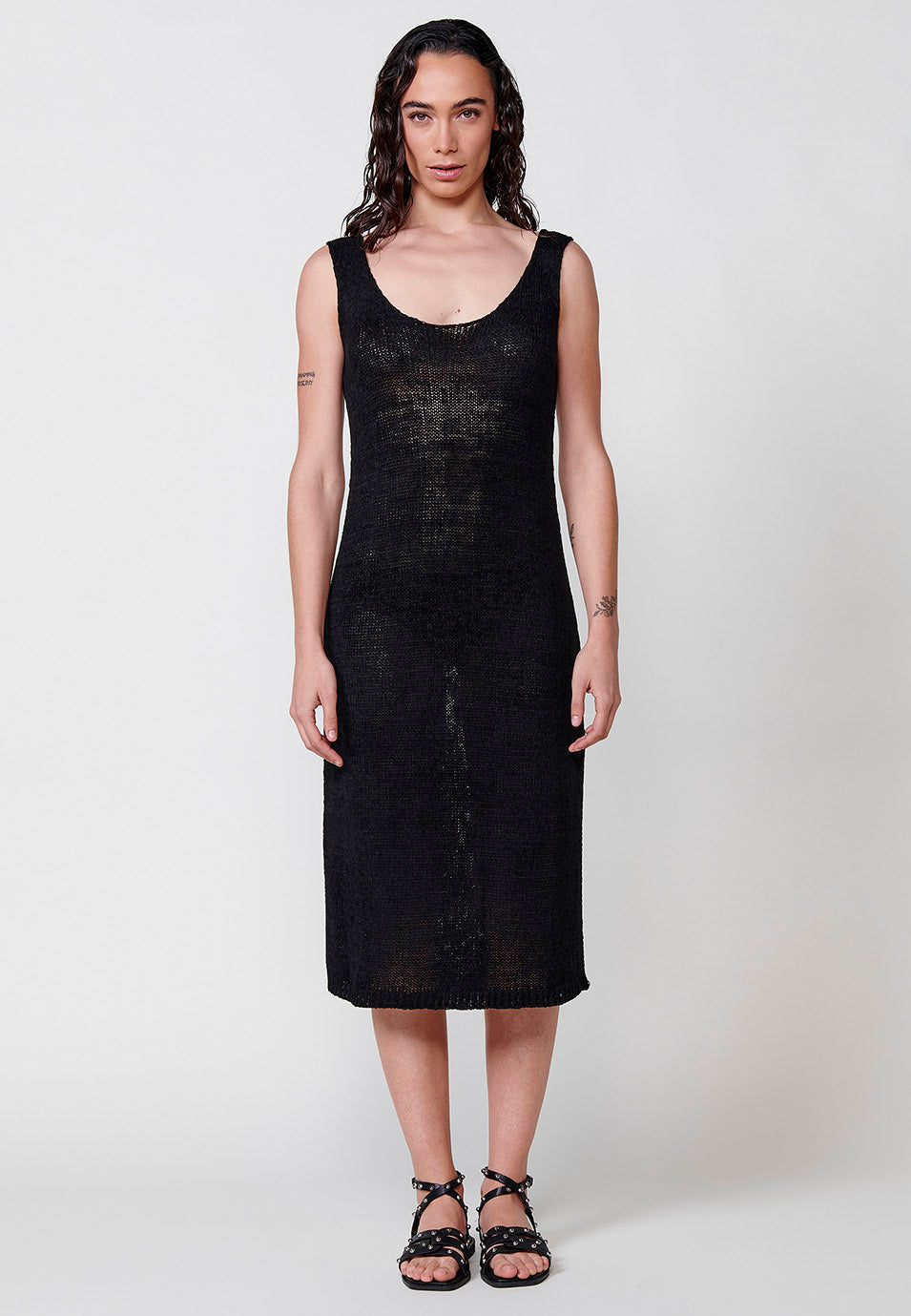 Vestido Mujer de tirantes de punto – Koroshi negro
