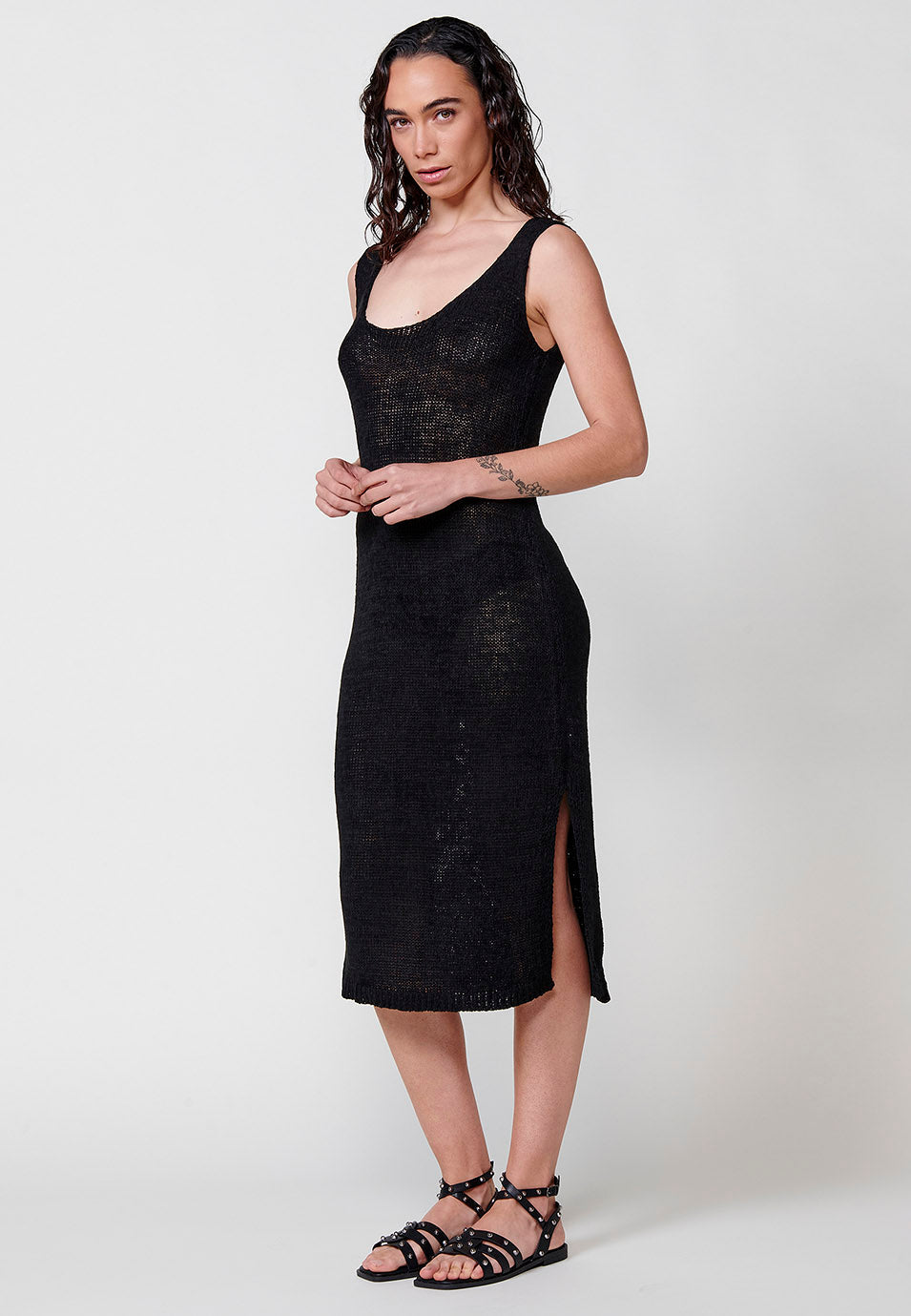 Vestido Mujer de tirantes de punto – Koroshi negro