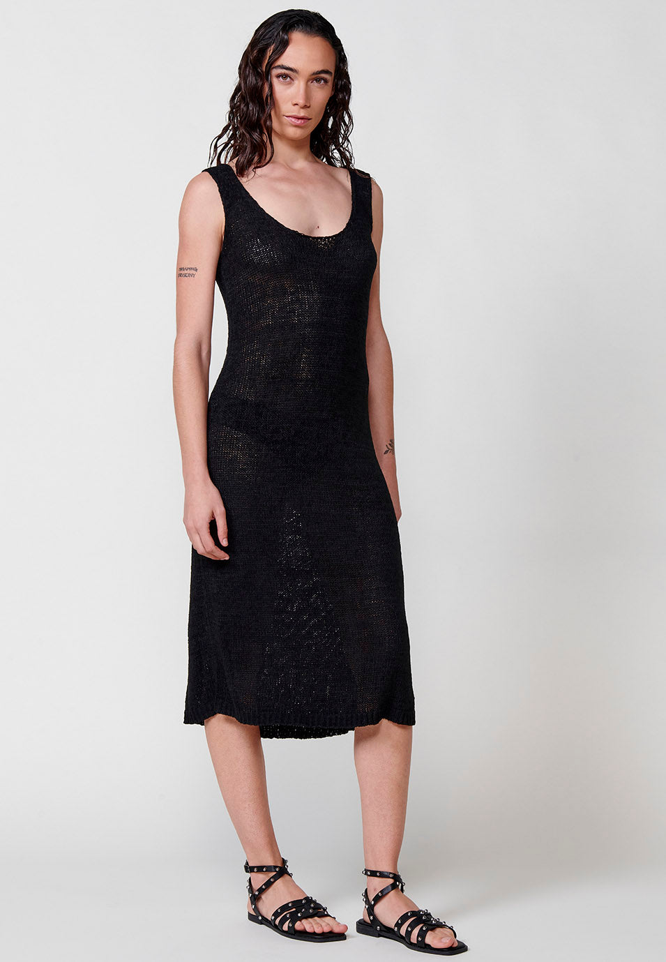 Vestido Mujer de tirantes de punto – Koroshi negro