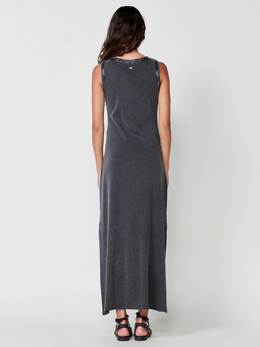 Vestido Mujer midi de punto canalé – Koroshi gris