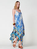 Vestido Mujer largo de viscosa estampado con bajo en picos – Koroshi 2512VS89