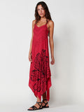 Vestido Mujer largo de viscosa con bajo en picos – Koroshi rojo