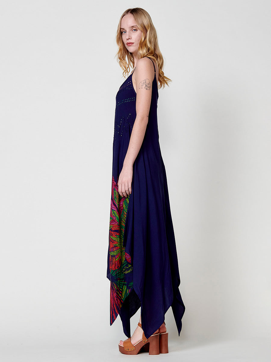 Vestido Mujer largo estampado floral posicional – Koroshi multicolor