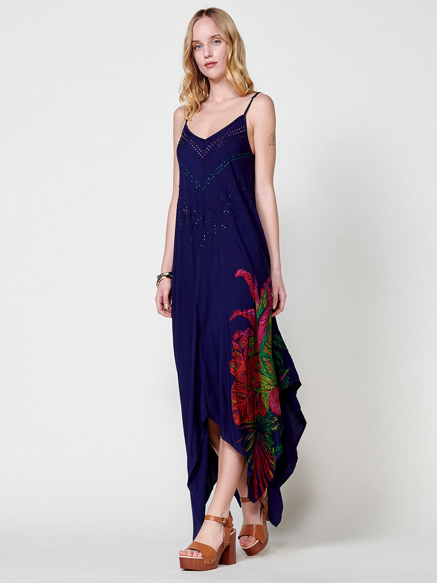 Vestido Mujer largo estampado floral posicional – Koroshi multicolor