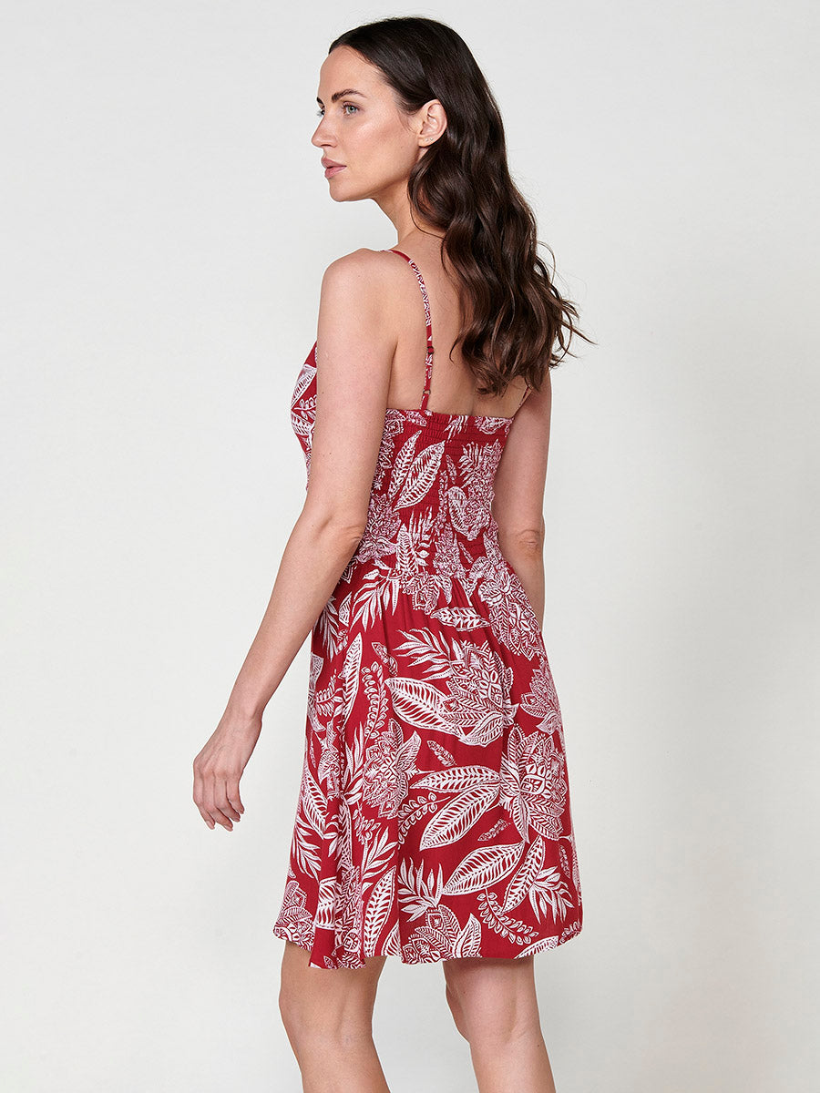 Vestido Mujer corto de viscosa estampado floral – Koroshi rojo