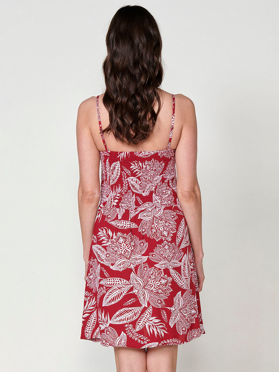 Vestido Mujer corto de viscosa estampado floral – Koroshi rojo