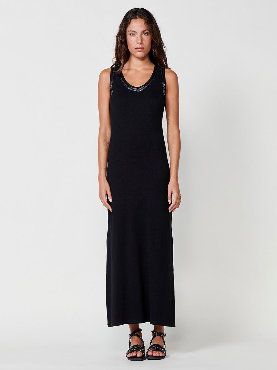 Vestido Mujer maxi de punto canalé – Koroshi negro