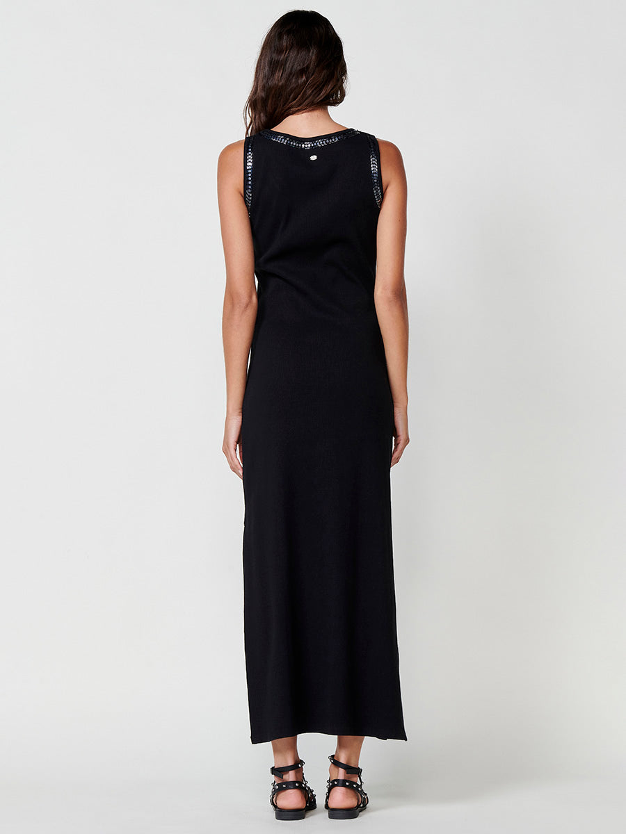 Vestido Mujer maxi de punto canalé – Koroshi negro