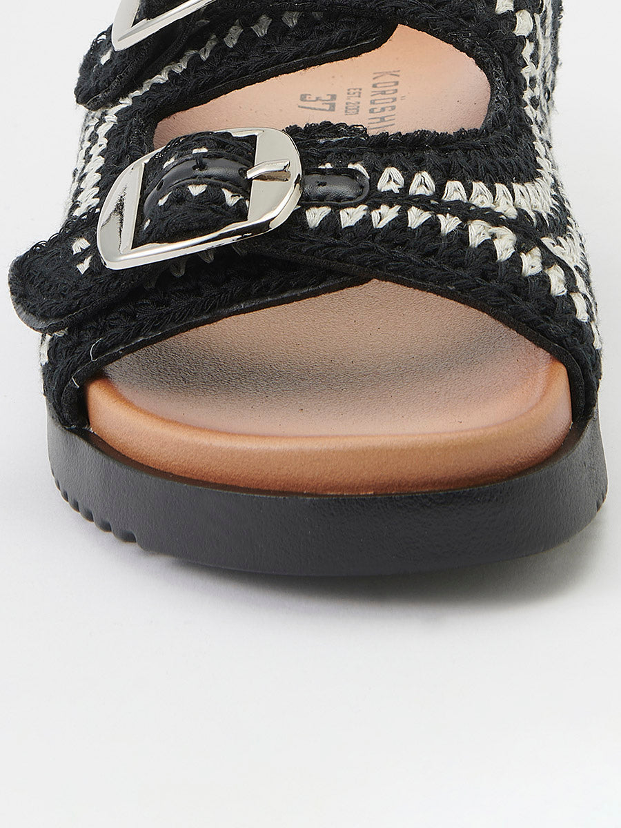 Sandalias Mujer planas con hebillas – Koroshi negro