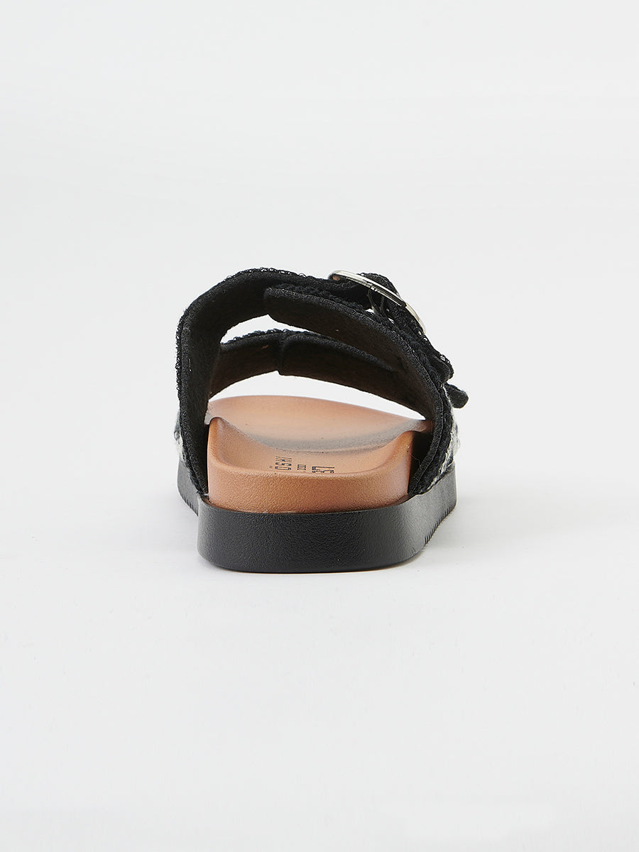 Sandalias Mujer planas con hebillas – Koroshi negro