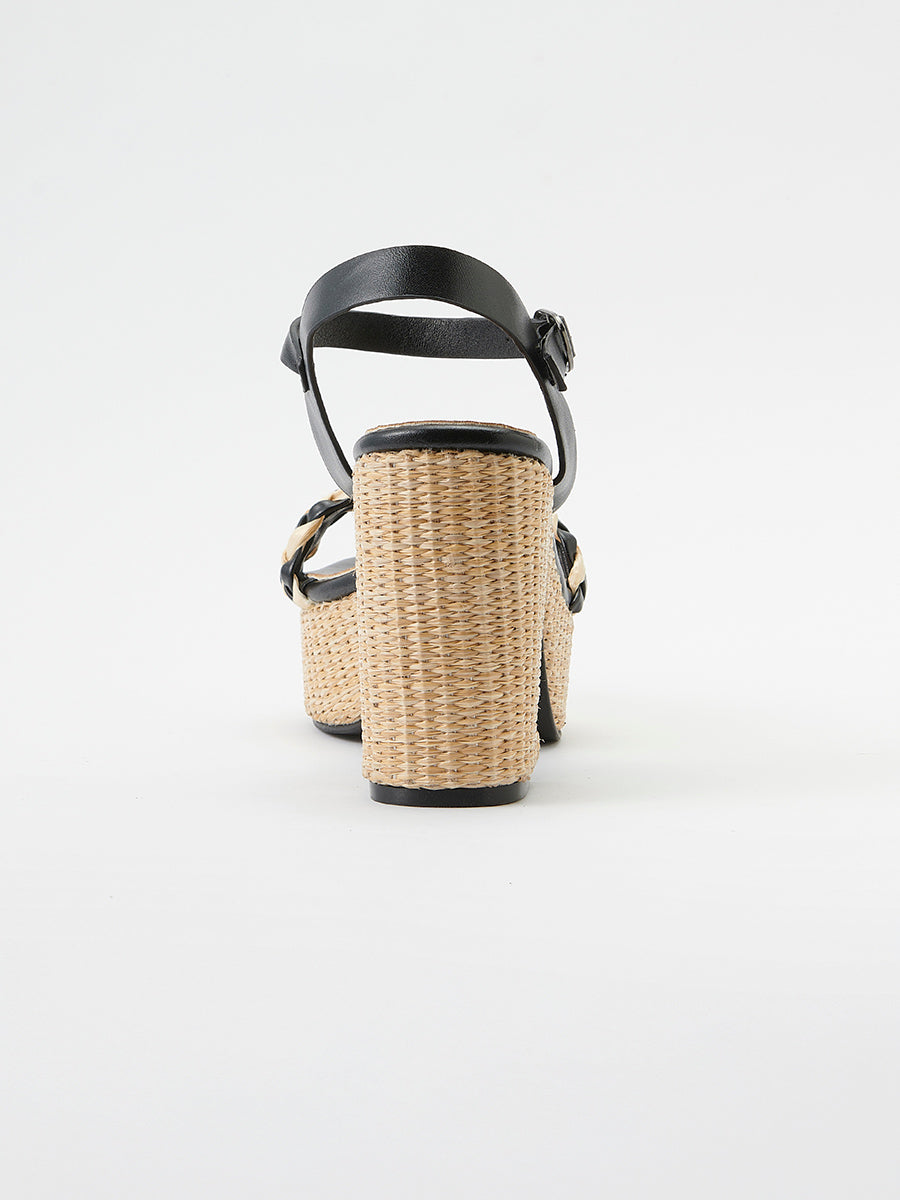 Sandalias Mujer de tacón con plataforma de yute – Koroshi negro