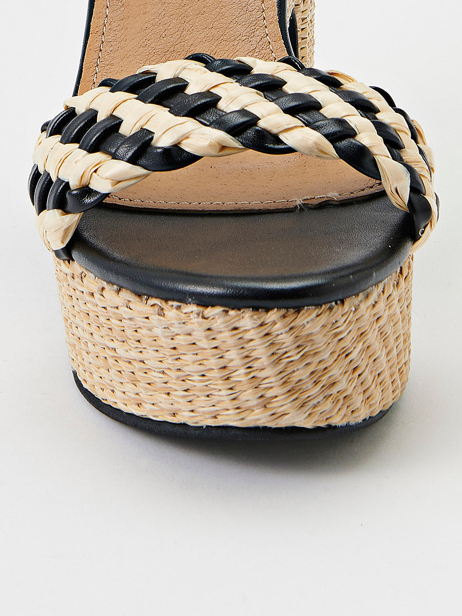 Sandalias Mujer de tacón con plataforma de yute – Koroshi negro