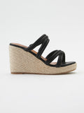 Sandalias Mujer de cuña con tiras cruzadas – Koroshi negro