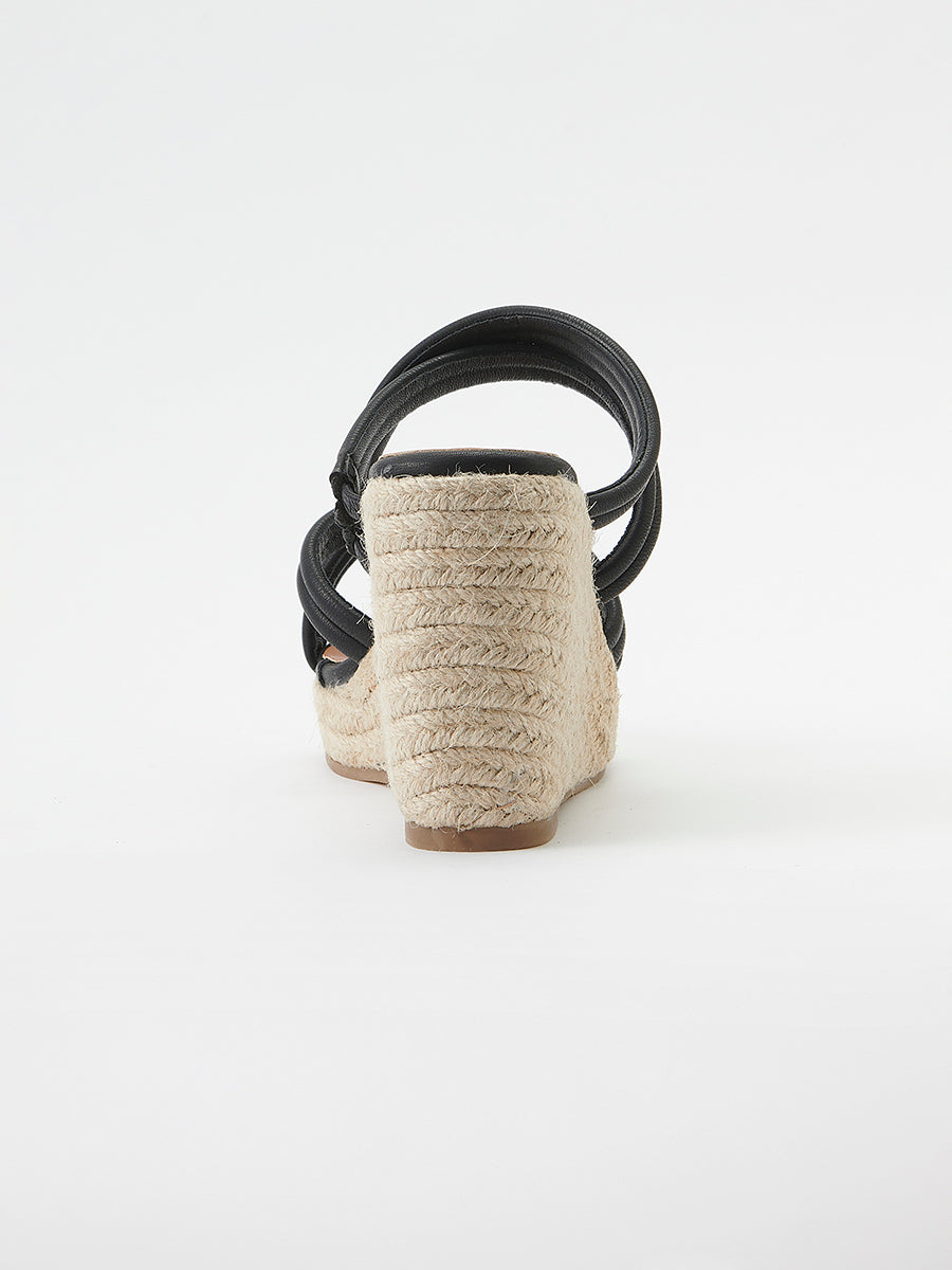 Sandalias Mujer de cuña con tiras cruzadas – Koroshi negro