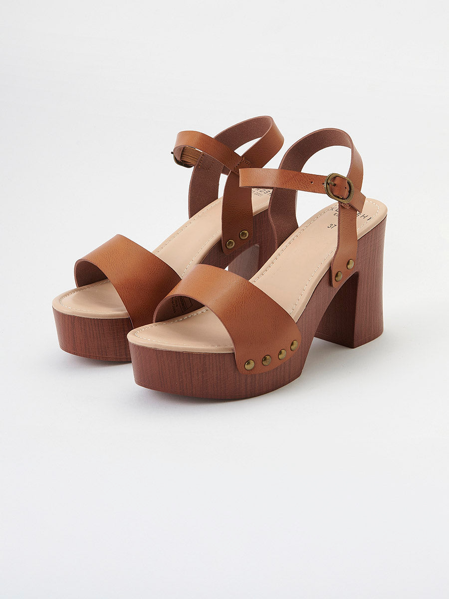 Sandalias Mujer de tacón con plataforma – Koroshi marrón