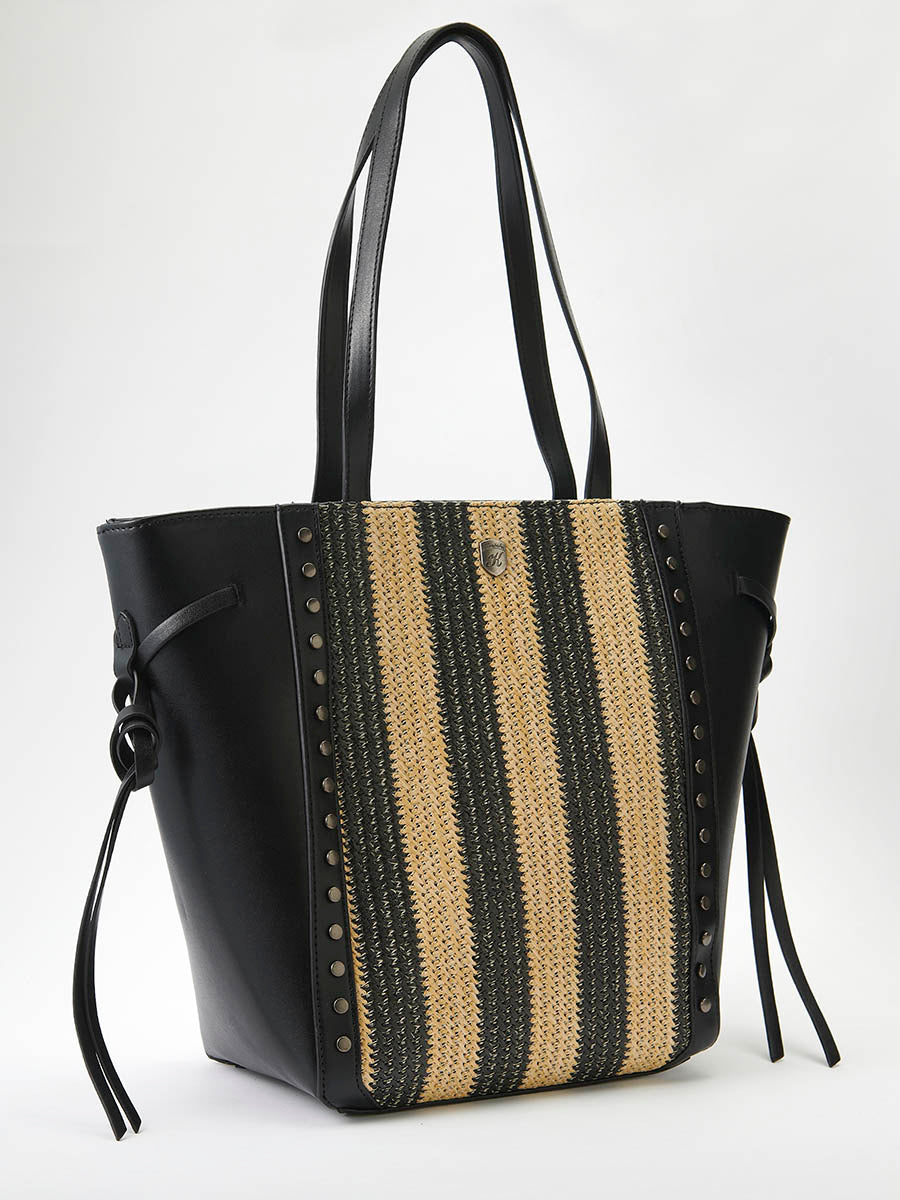 Bolso Mujer shopper efecto piel con rafia – Koroshi negro