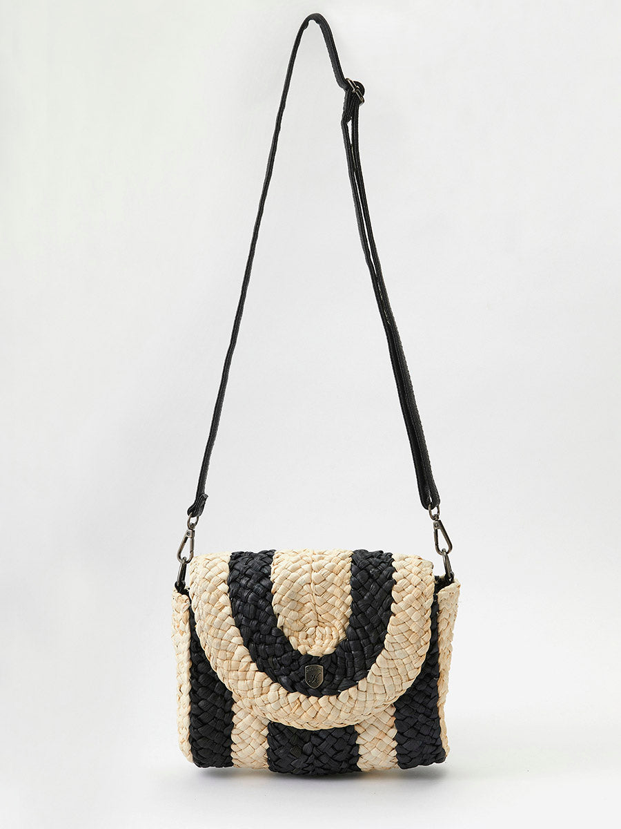 Bolso Mujer bandolera de rafia convertible en cartera – Koroshi negro