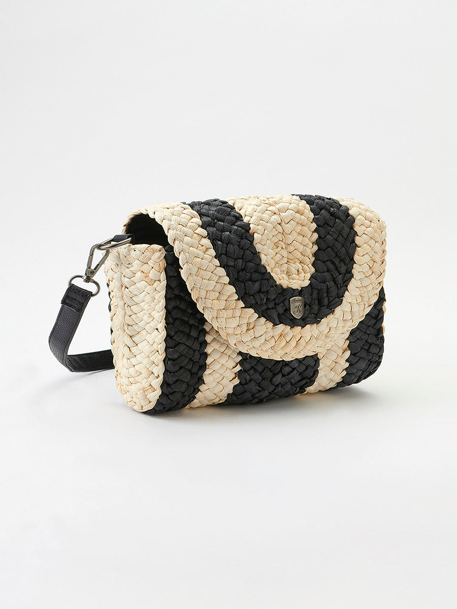 Bolso Mujer bandolera de rafia convertible en cartera – Koroshi negro
