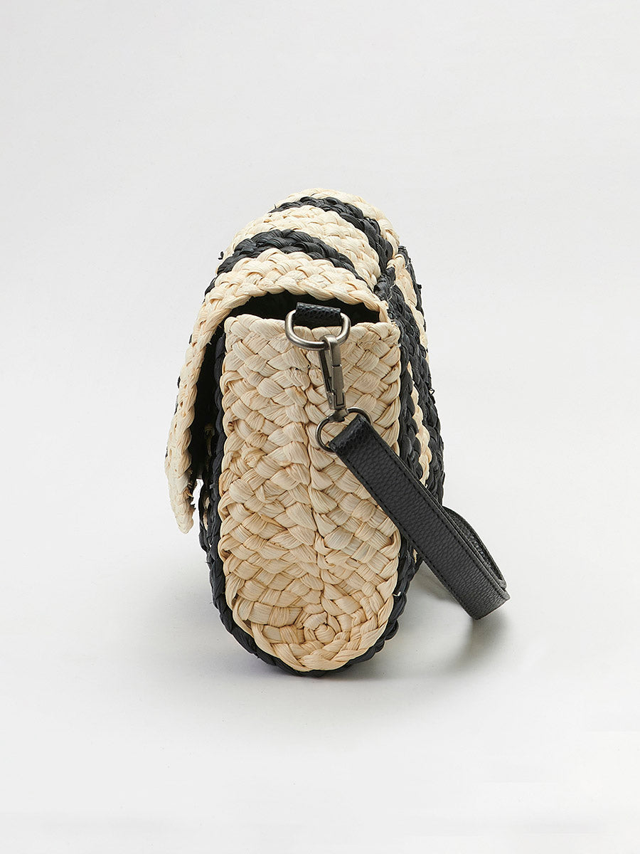 Bolso Mujer bandolera de rafia convertible en cartera – Koroshi negro