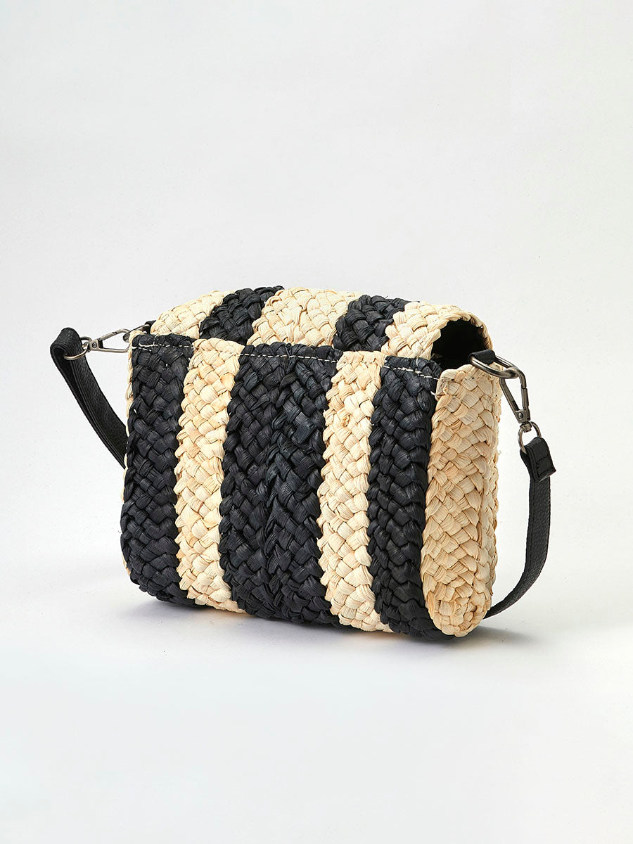 Bolso Mujer bandolera de rafia convertible en cartera – Koroshi negro