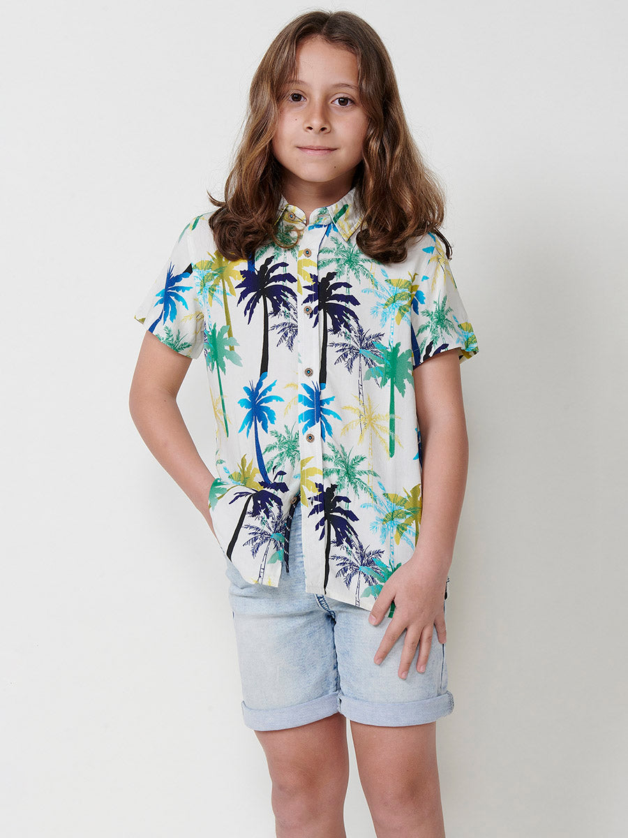 Camisa Niño Manga Corta Tropical Viscosa – Koroshi Multicolor