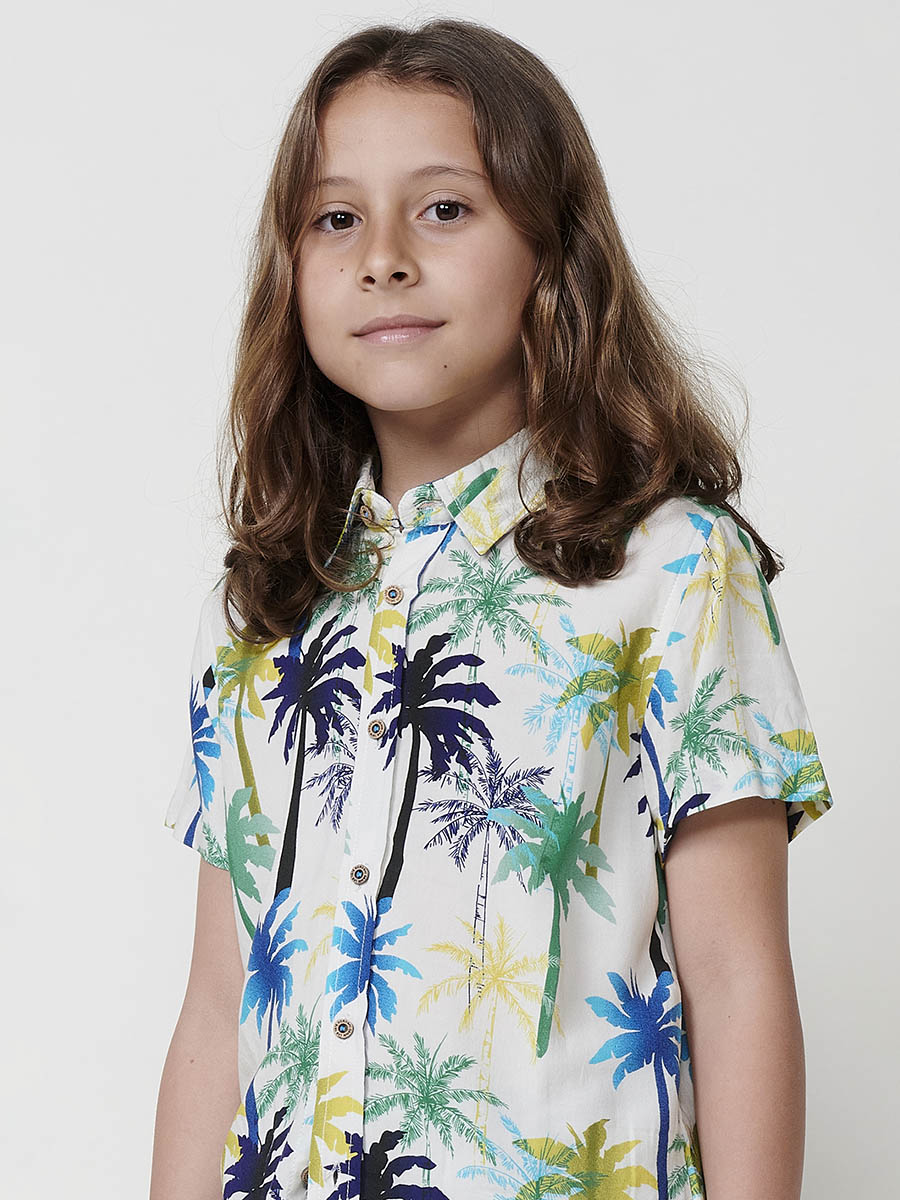 Camisa Niño Manga Corta Tropical Viscosa – Koroshi Multicolor