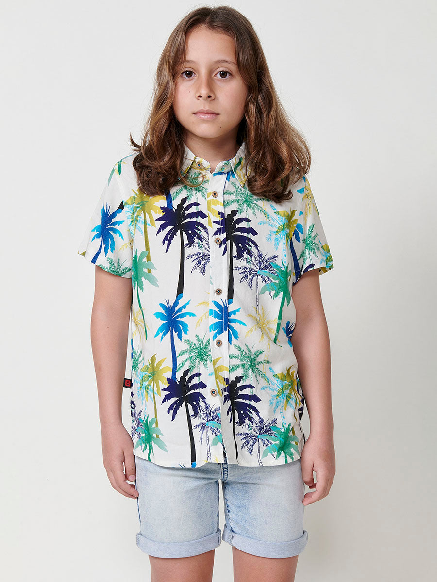 Camisa Niño Manga Corta Tropical Viscosa – Koroshi Multicolor