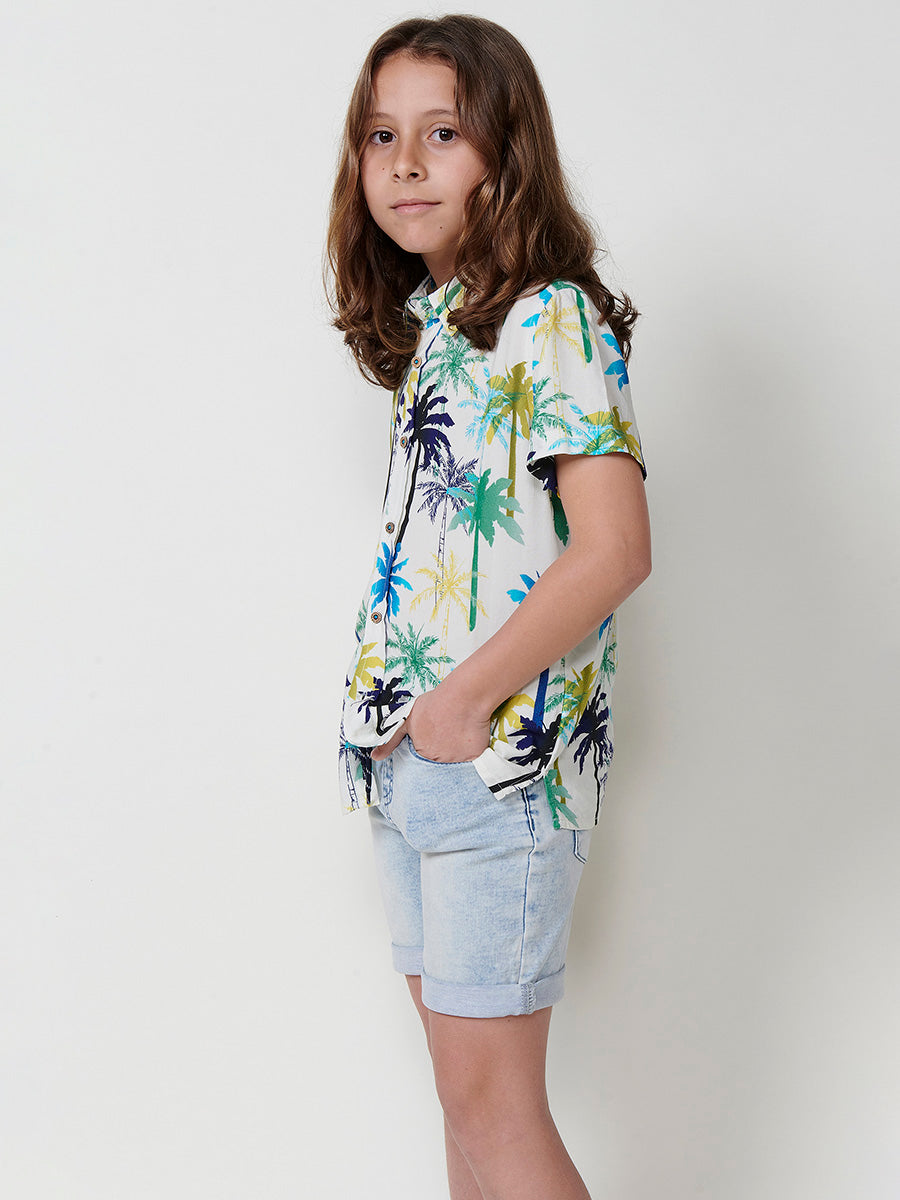 Camisa Niño Manga Corta Tropical Viscosa – Koroshi Multicolor