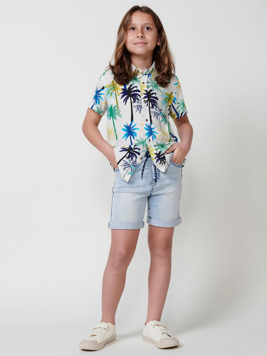 Camisa Niño Manga Corta Tropical Viscosa – Koroshi Multicolor