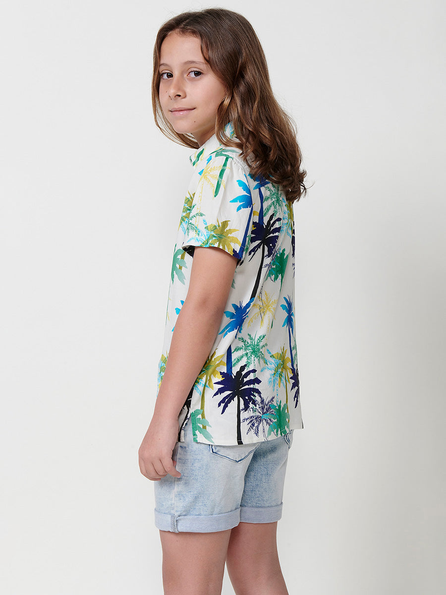 Camisa Niño Manga Corta Tropical Viscosa – Koroshi Multicolor