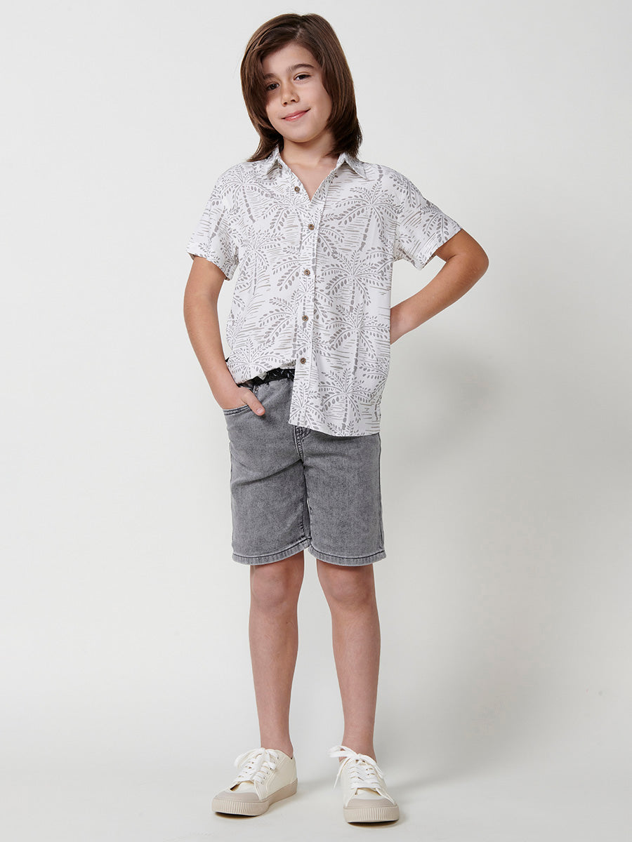 Camisa Niño Manga Corta Tropical Viscosa – Koroshi Gris
