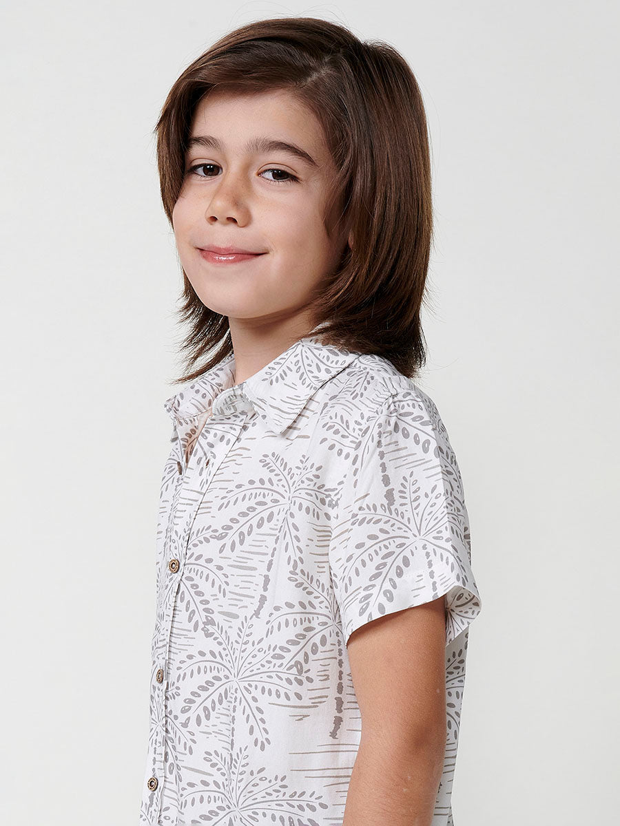 Camisa Niño Manga Corta Tropical Viscosa – Koroshi Gris