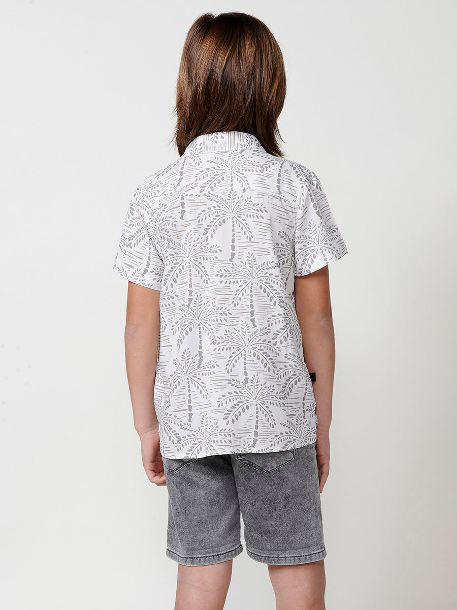 Camisa Niño Manga Corta Tropical Viscosa – Koroshi Gris