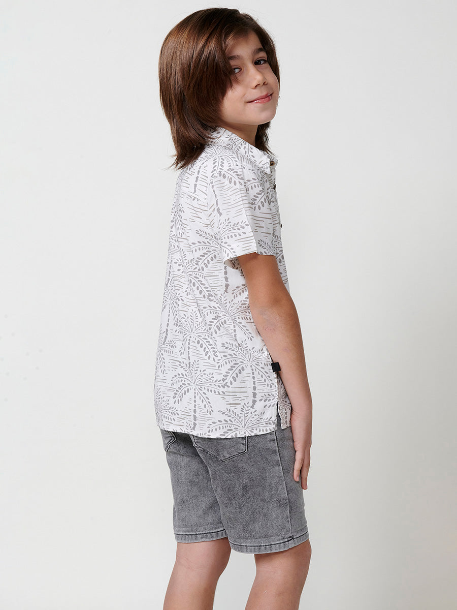 Camisa Niño Manga Corta Tropical Viscosa – Koroshi Gris
