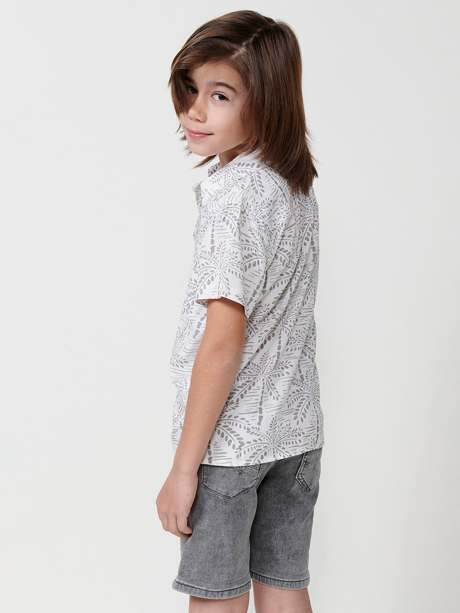 Camisa Niño Manga Corta Tropical Viscosa – Koroshi Gris