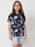 Camisa Niño Manga Corta Tropical Viscosa – Koroshi Navy