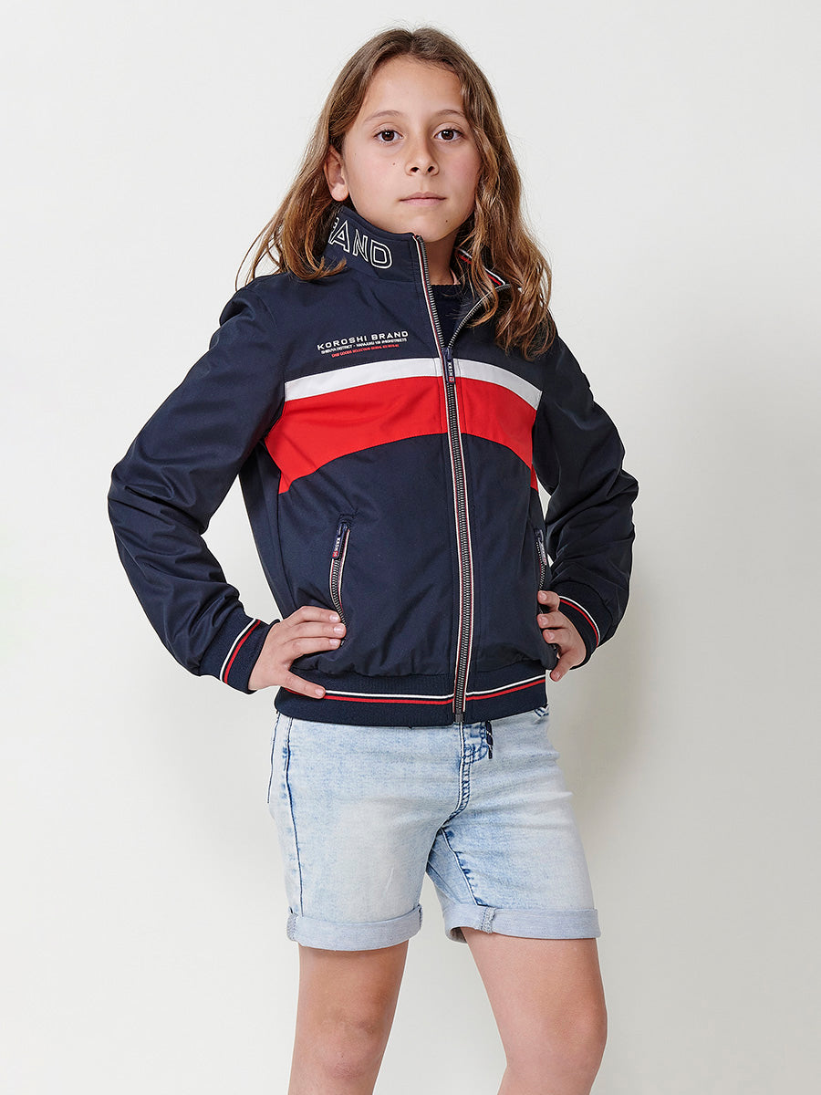Cazadora Niño Cuello Redondo Cremallera – Koroshi Navy
